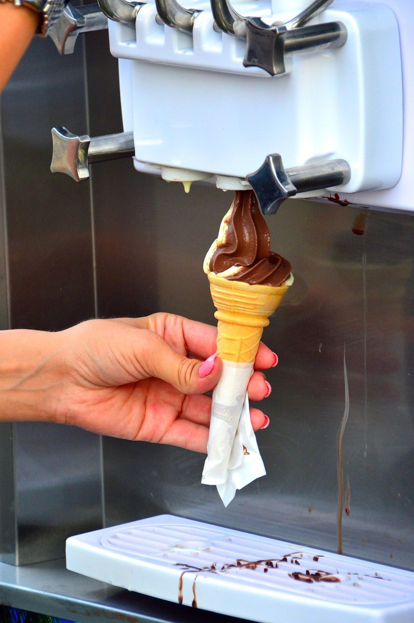 ice cream, chocolate ice cream, funnel, ice cream cone, ice cream maker, cupped